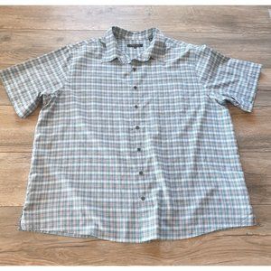 Synrgy Short Sleeve Shirt Mens 2XL Relaxed Casual Dress Office Work Teal Black